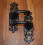 Gothic Style Door Handles without Key Hole Black in Black Cast Iron (Saxon)
